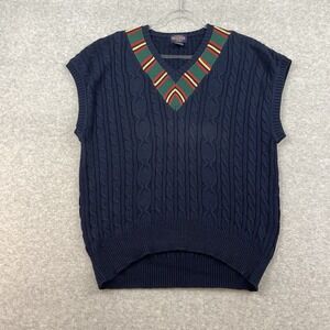 Vintage Kenneth‎ Gordon Golf Tennis Cable Knit Vest V Neck Large Preppy Chunky L